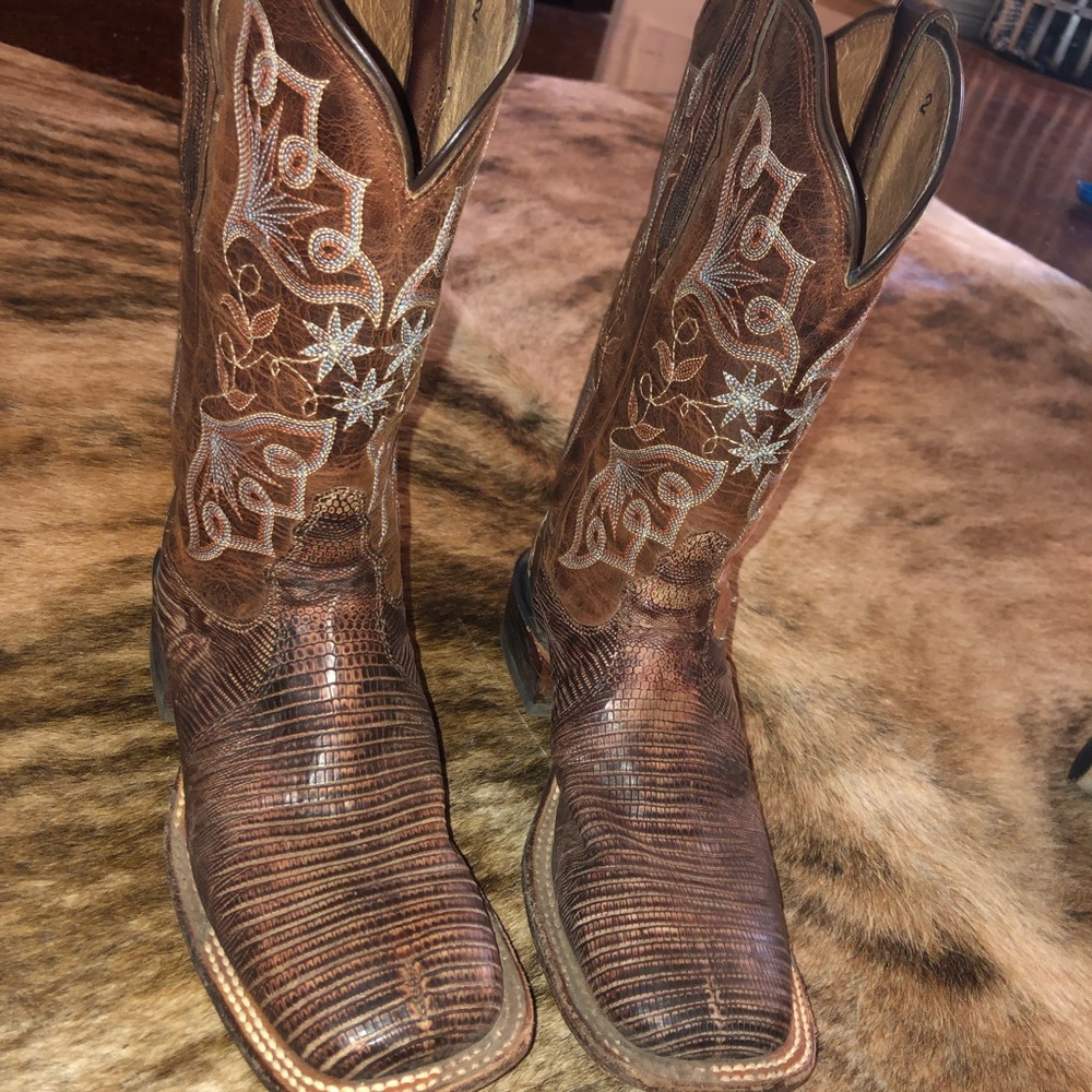 Tony lama tri toned lizard skin boots